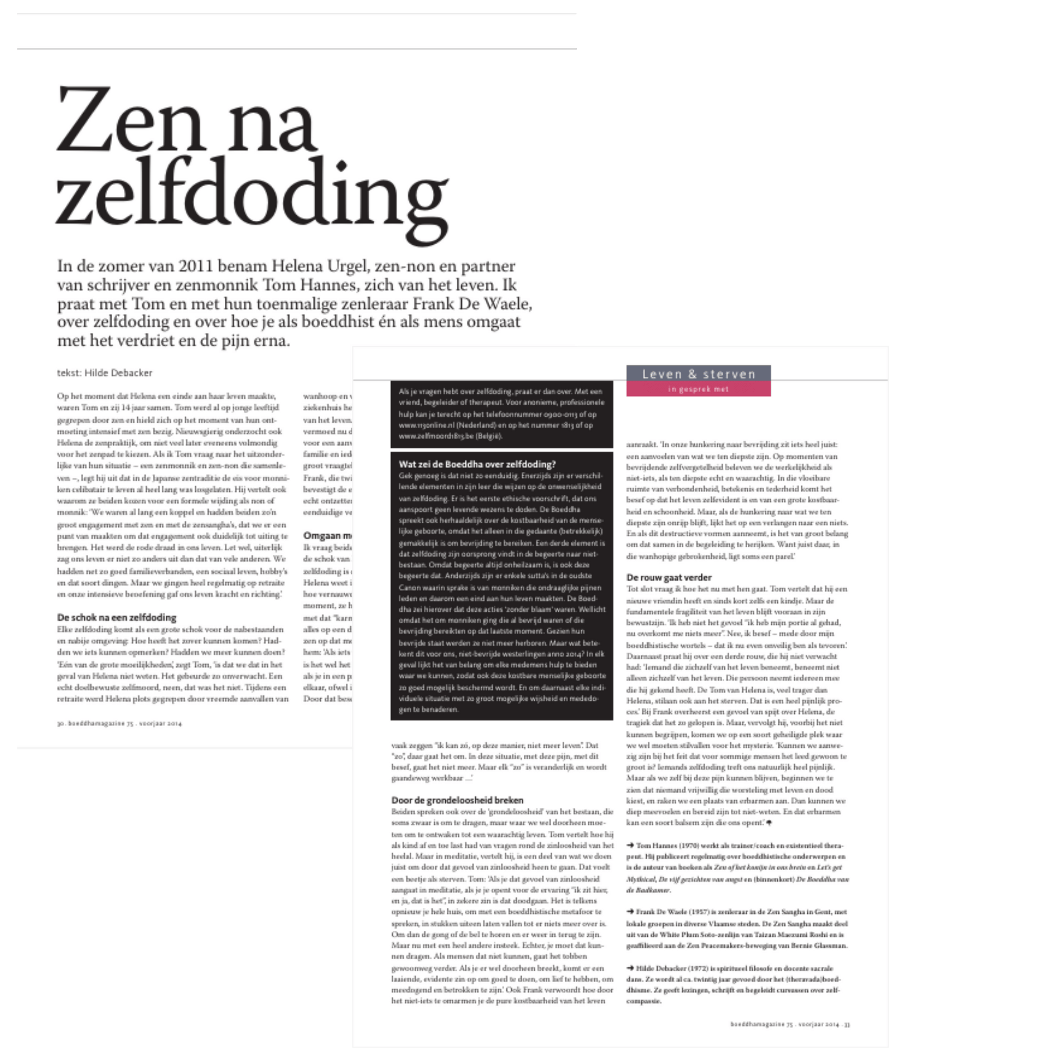 Foto bij artikel over zen na zelfdoding in Boeddha Magazine